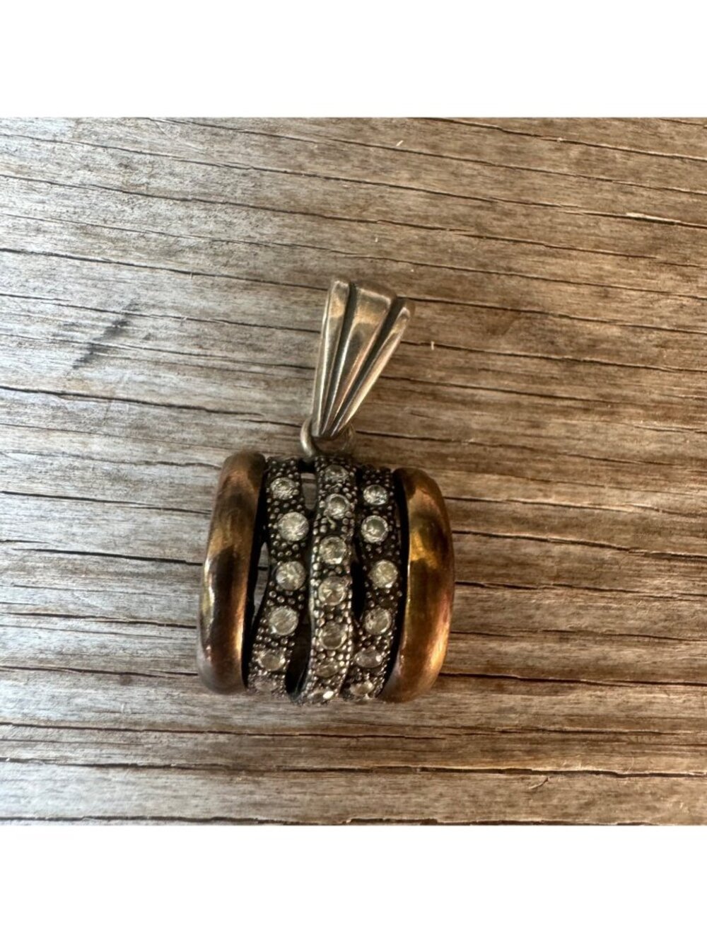 A&L Sterling Silver Pendant With Rhinestones 10.8g 1.5"
